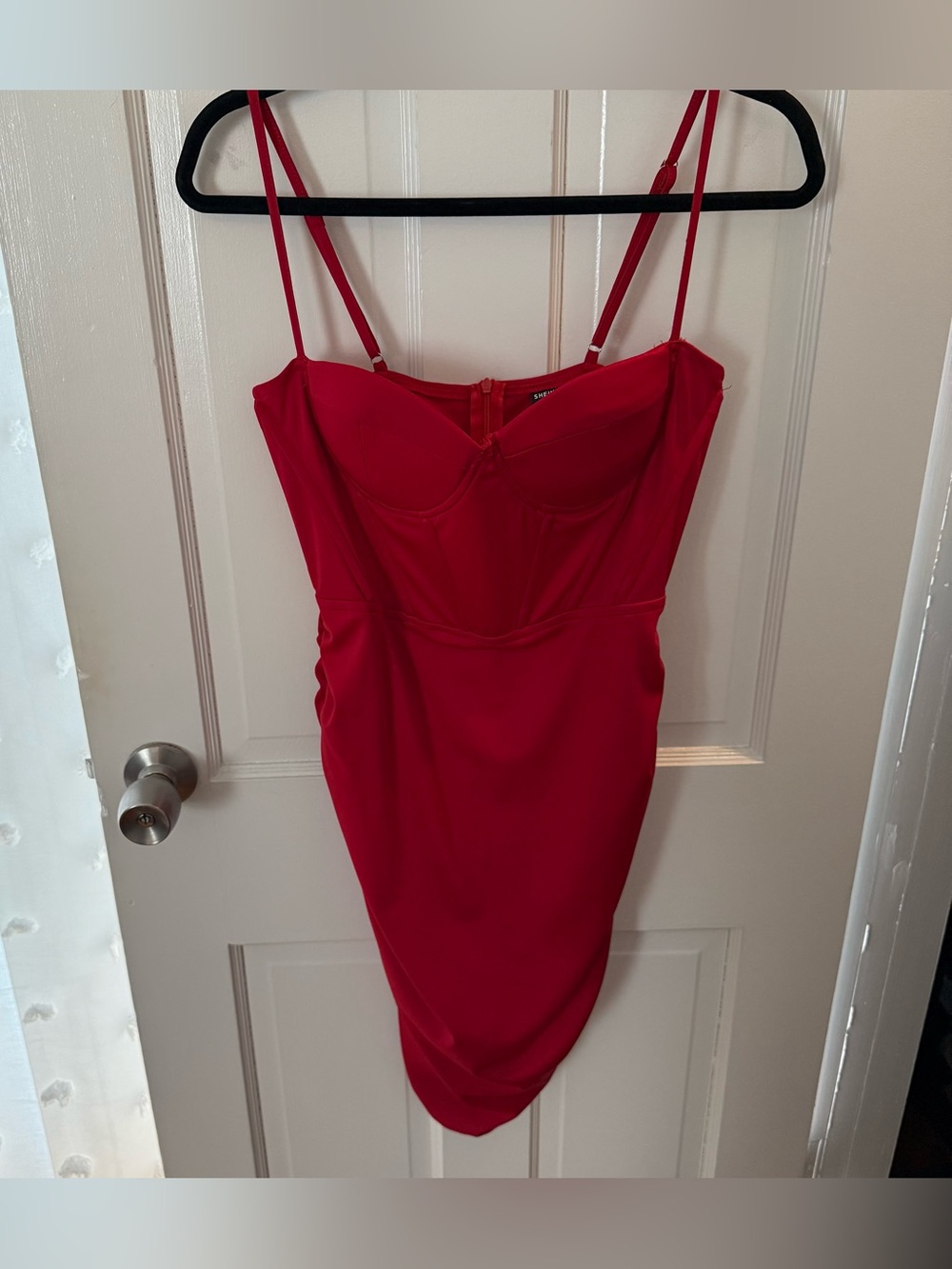 SHEIN Red Spaghetti-Strap Bodycon Mini Dress